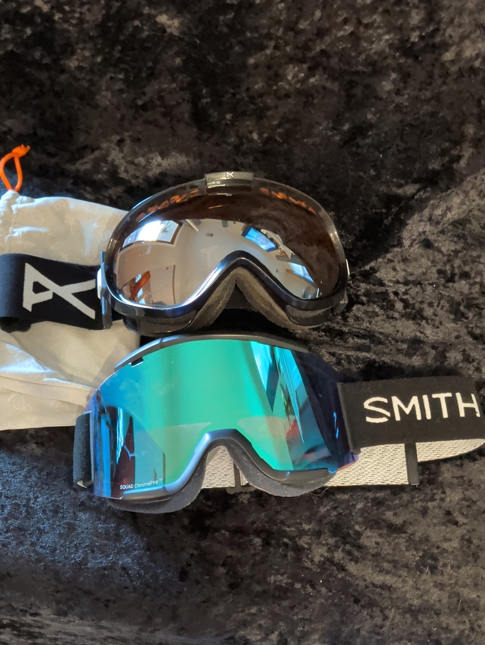 Snow Goggles 2-Pair Lot: Smith Squad XL ChromaPop EV & Vintage Spy Optic w/ Bag